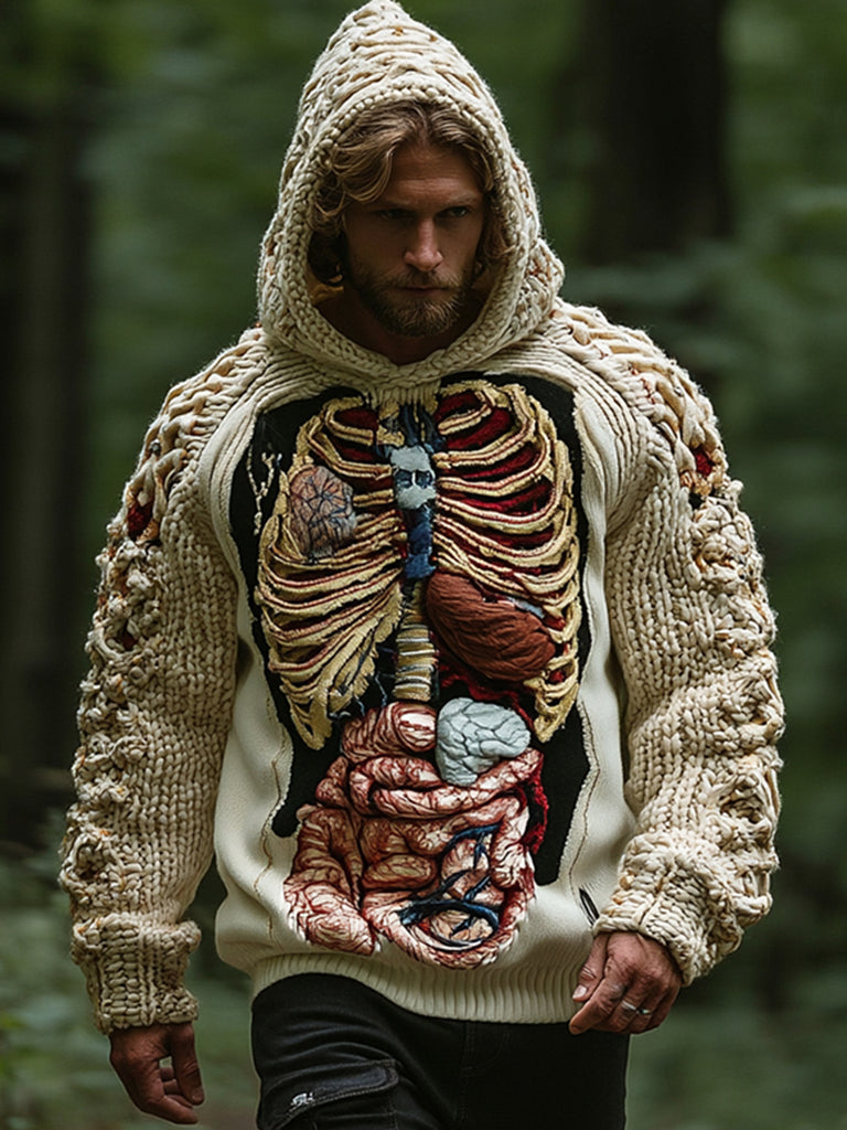 Vintage Halloween Anatomy Art Chunky Knitted Sweater