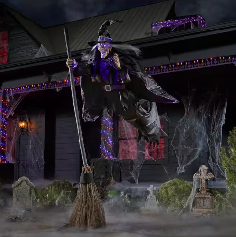 12 ft. Giant Sized Animated LED Hovering Witch
