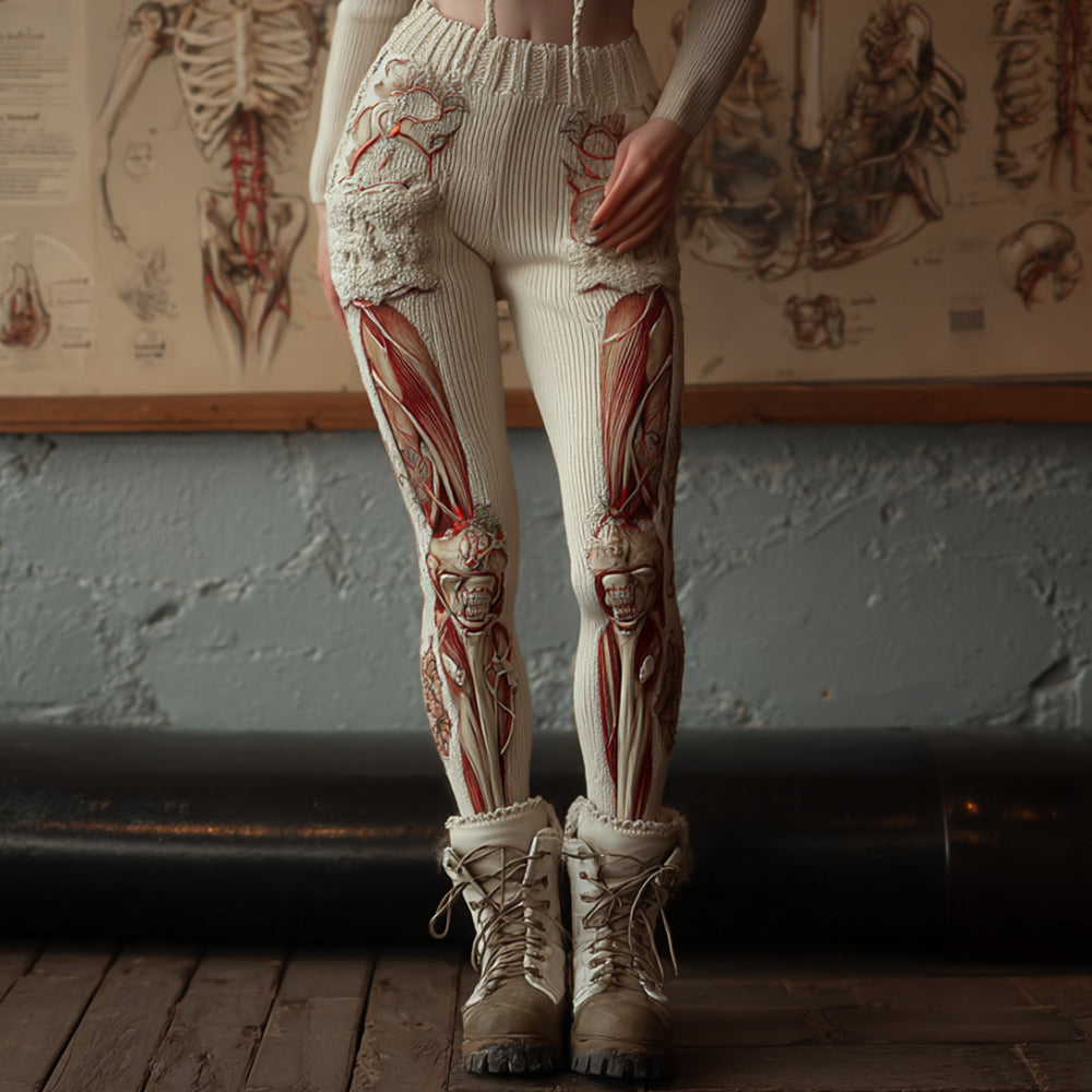 Vintage Halloween Human Anatomy Art Realistic Pants