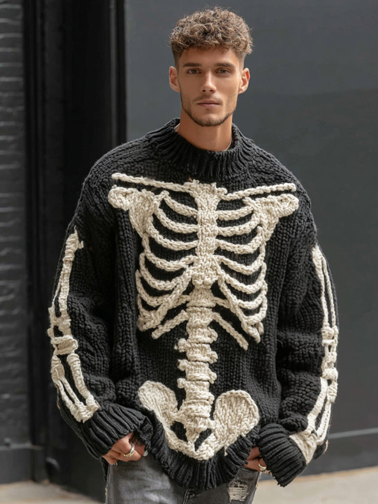 Men's Halloween Anatomy Art Chunky Knitted Sweater