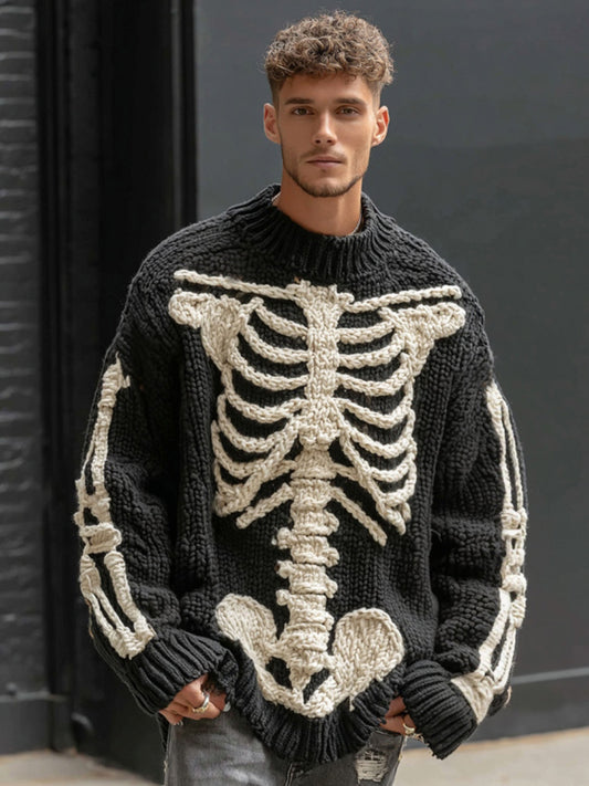 Men's Halloween Anatomy Art Chunky Knitted Sweater