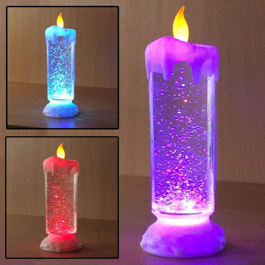 Color Changing Glitter LED Rotating Crystal Candle Light