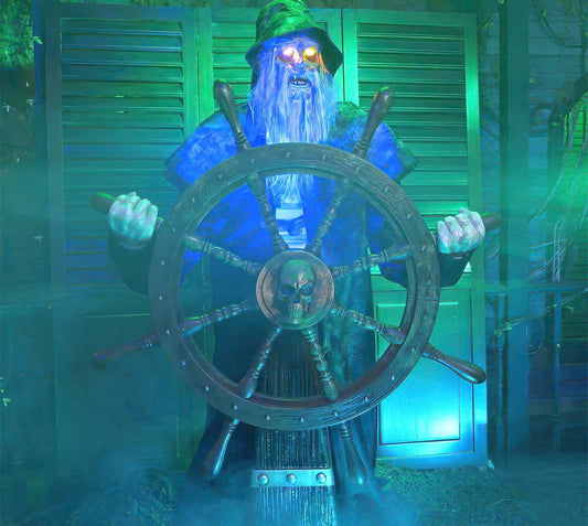 6-ft Haunted Harbor Talking LED Steering Captain Animatronic