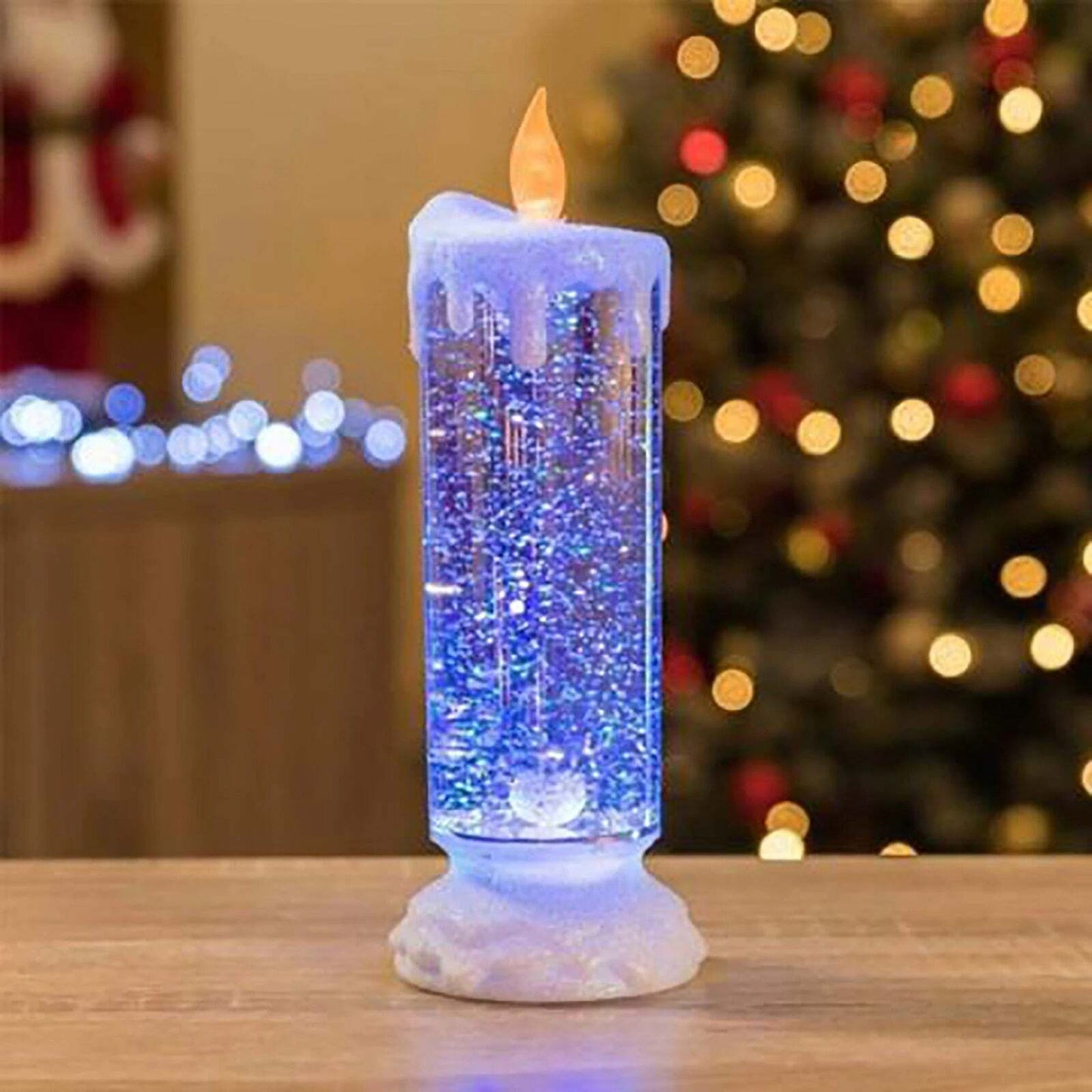 Color Changing Glitter LED Rotating Crystal Candle Light