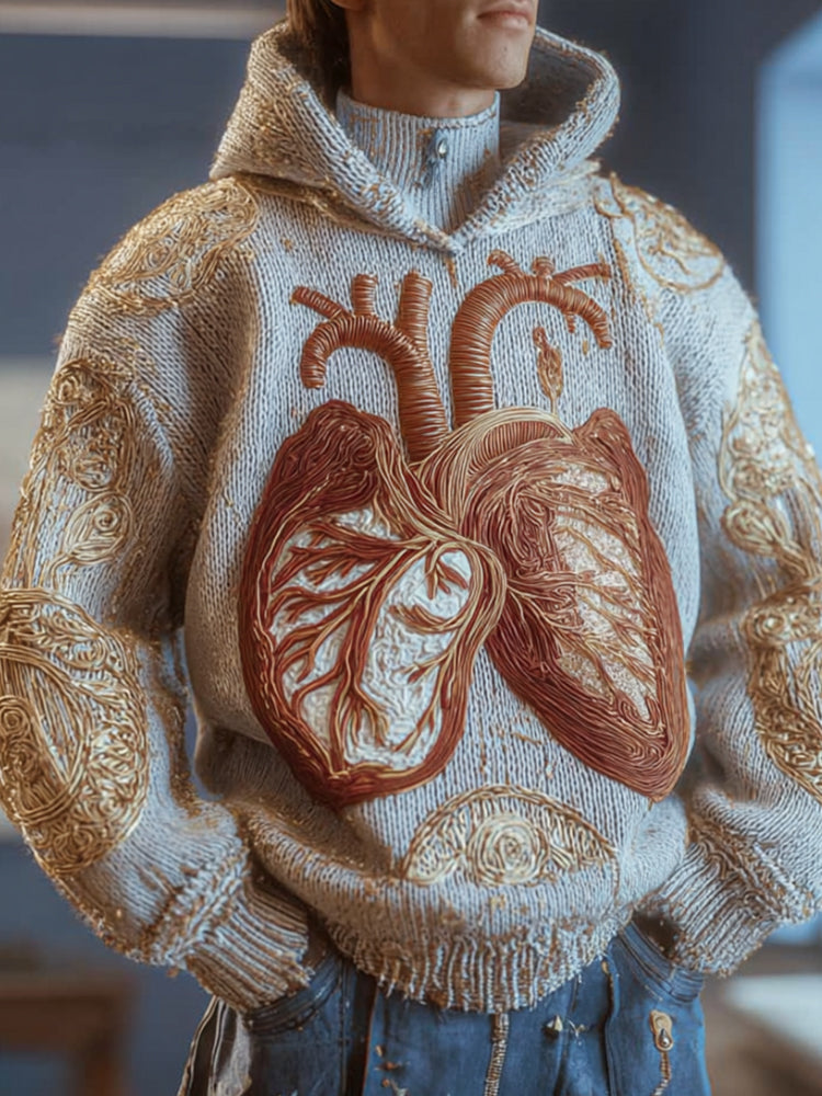 Men's Halloween Human Anatomy Art Dreamy Technology Hooded Sweater