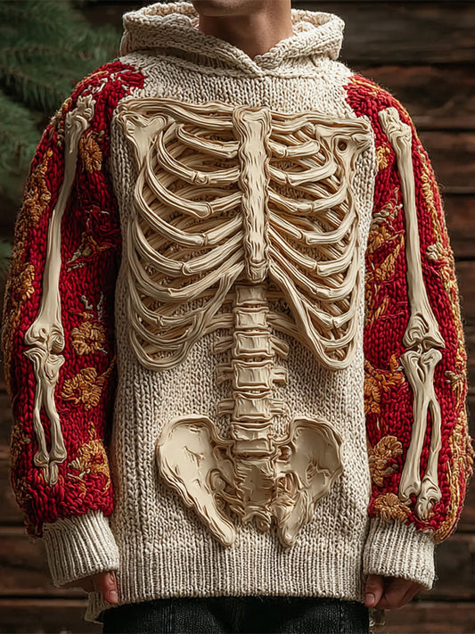 Anatomy Skeleton Art Men's Hooded Knit Sweater