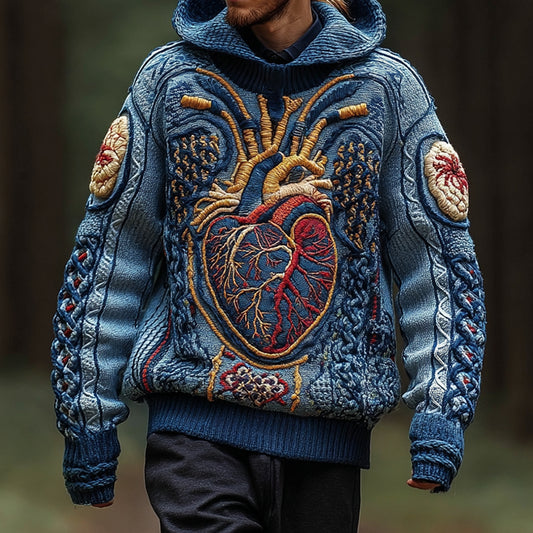 Retro Halloween Anatomy Cardiovascular Art Chunky Knitted Sweater