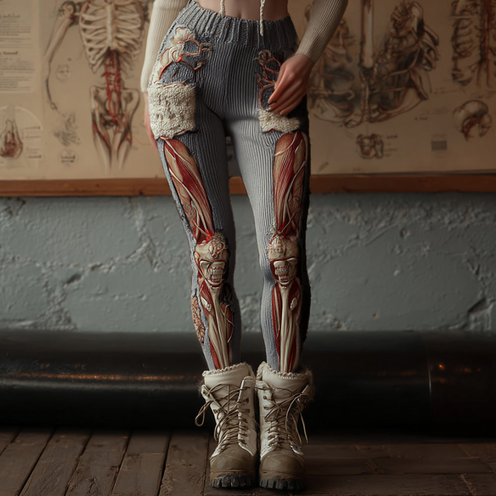 Vintage Halloween Human Anatomy Art Realistic Pants