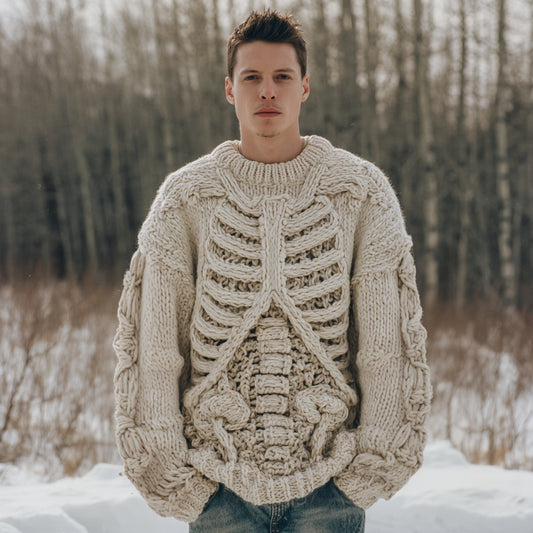 Halloween Skeleton Bones Art Chunky Knitted Sweater