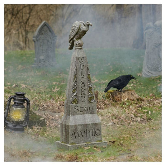 Welcome Stay Awhile Gravestone