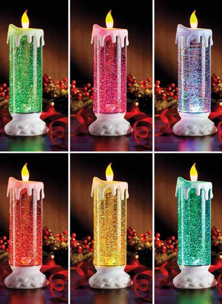 Color Changing Glitter LED Rotating Crystal Candle Light