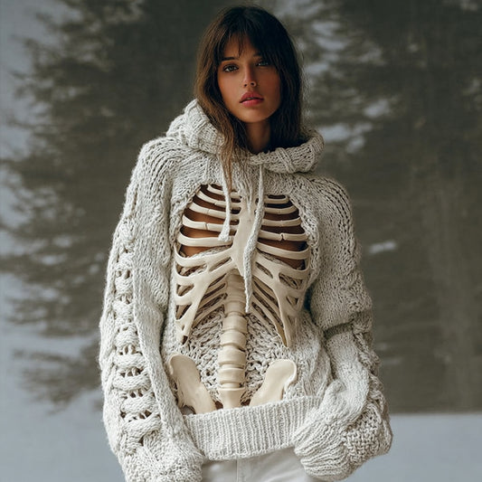 Women Halloween Ancient Human Anatomy Art Mibai Hooded Sweater