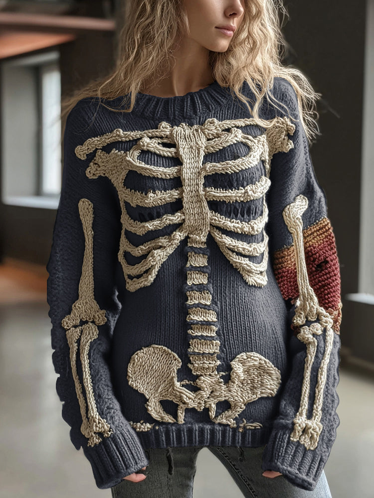 Vintage Halloween Anatomy Art Chunky Knitted Sweater