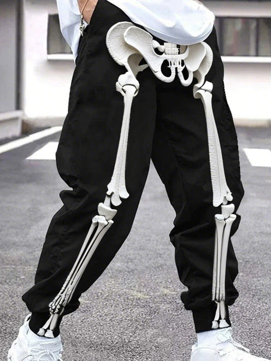 Halloween Skeleton Human Anatomy Inspired Printed Sports Sweatpants