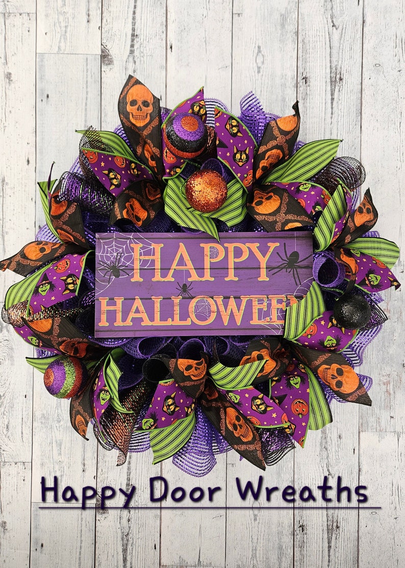 Halloween wreath, halloween wreath for front door, front door halloween wreath, whimsical halloween wreath, fall wreath, halloween decor