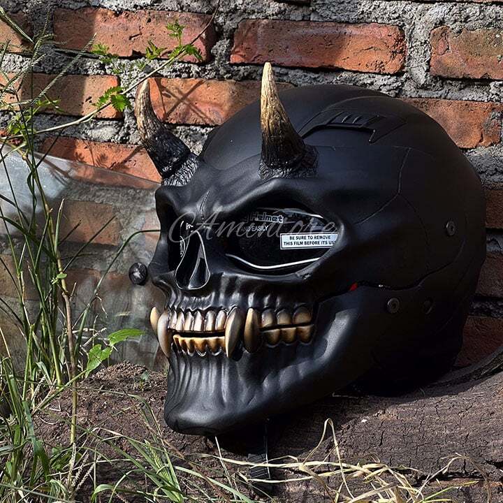 Black Demon Skull Motorcycle Helmet