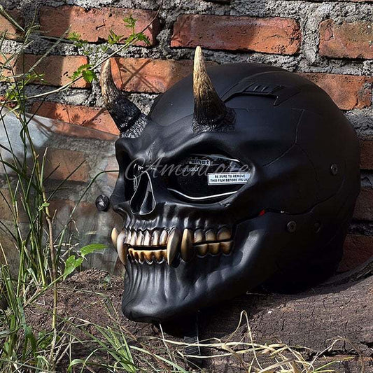 Black Demon Skull Motorcycle Helmet