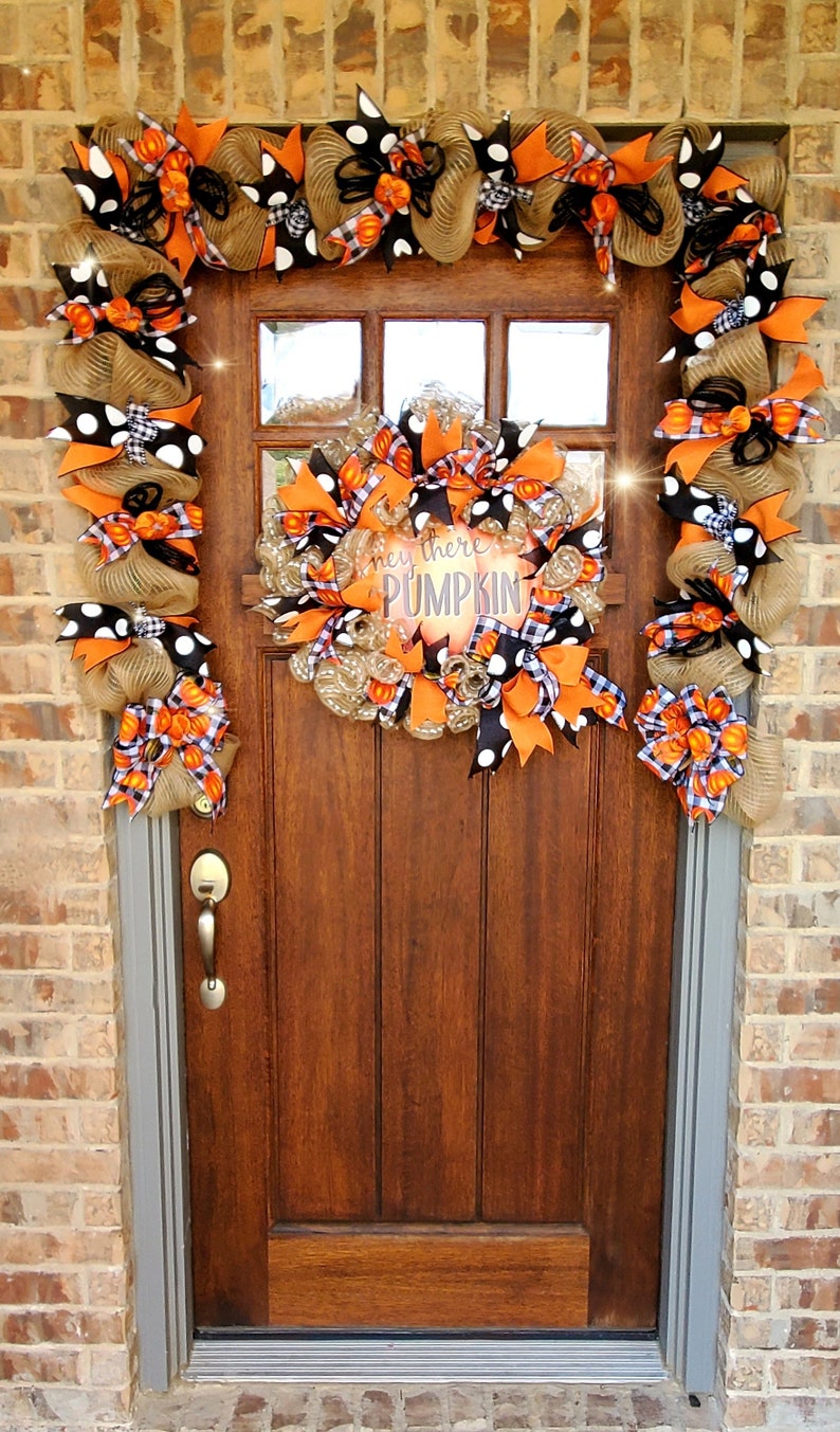 Halloween garland, Halloween garland for front door, Halloween wreath, g