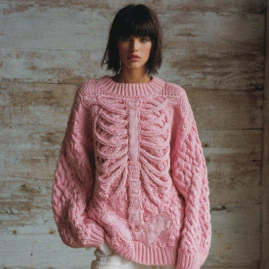 Vintage Halloween Anatomy Art Chunky Knitted Sweater