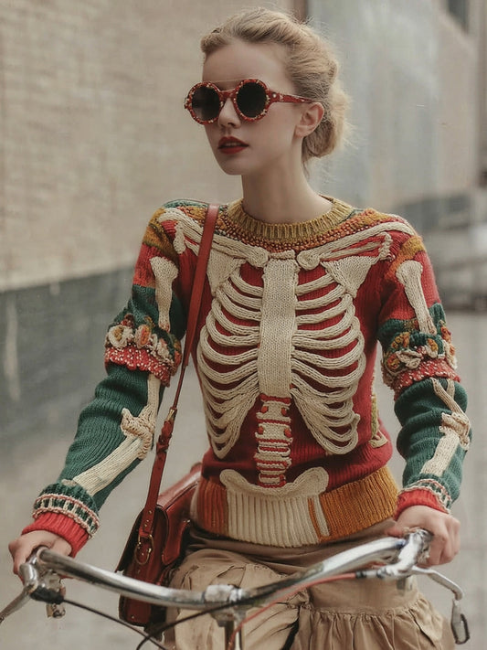 Vintage Halloween Anatomy Art Chunky Knitted Sweater