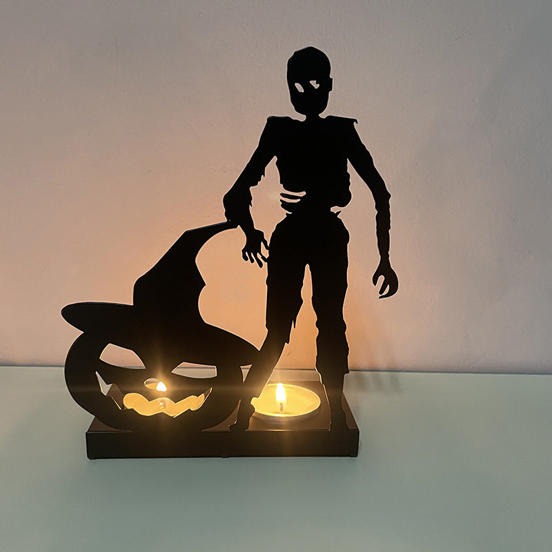 🎃Early Bird Price -  NEW Pumpkin and Skull Candle Holder Halloween Metal Art Decor