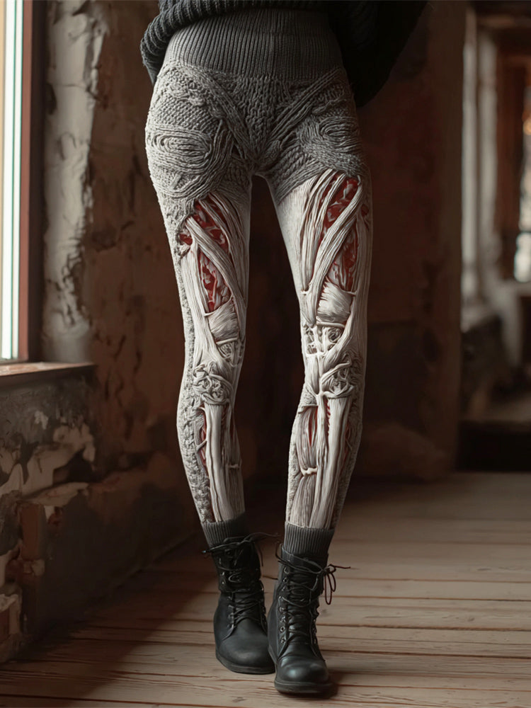 Halloween Anatomical Art Women's Knit Leggings