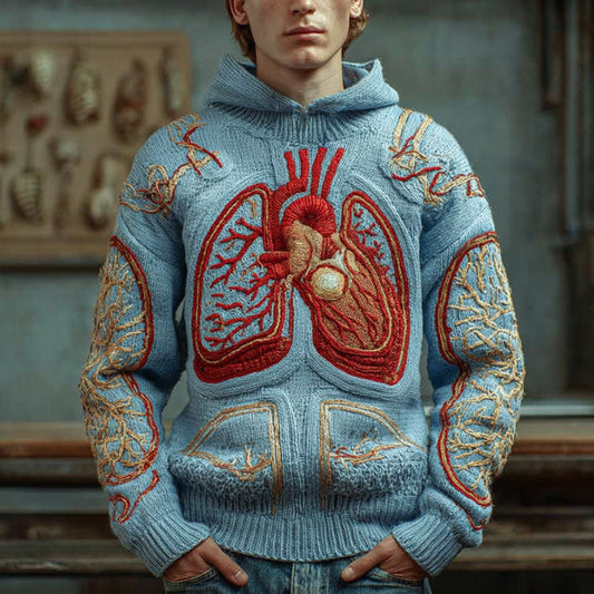 Vintage Halloween Human Anatomy Art Realistic Retro Hooded Sweater