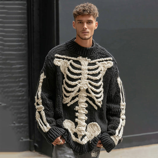 Men's Halloween Anatomy Art Chunky Knitted Sweater