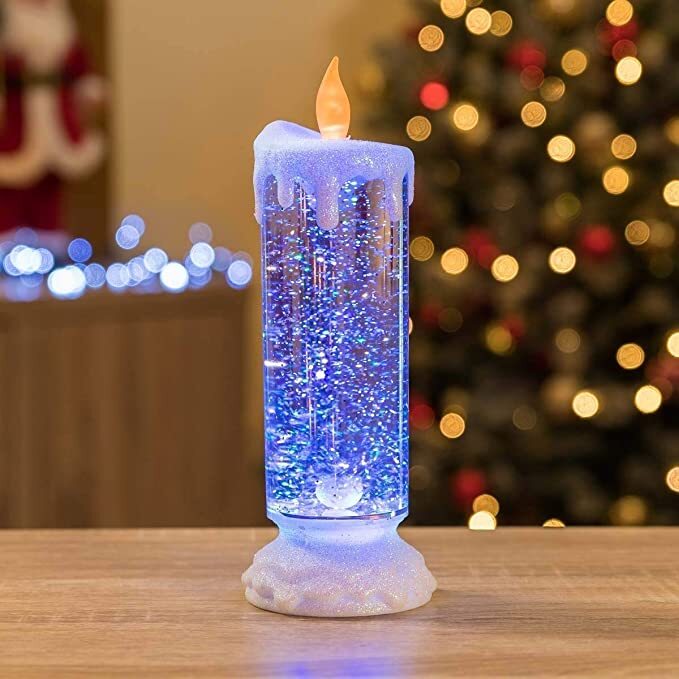 Color Changing Glitter LED Rotating Crystal Candle Light