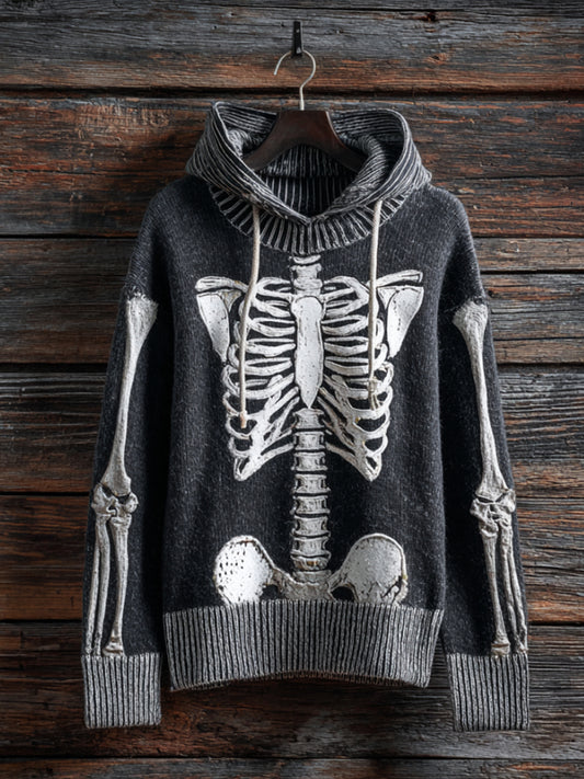 Women's Halloween Human Anatomy And Artistic Splicing To Make Old Hooded Sweaters