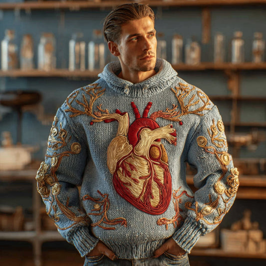 Vintage Halloween Human Anatomy Art Heart Retro Hooded Sweater