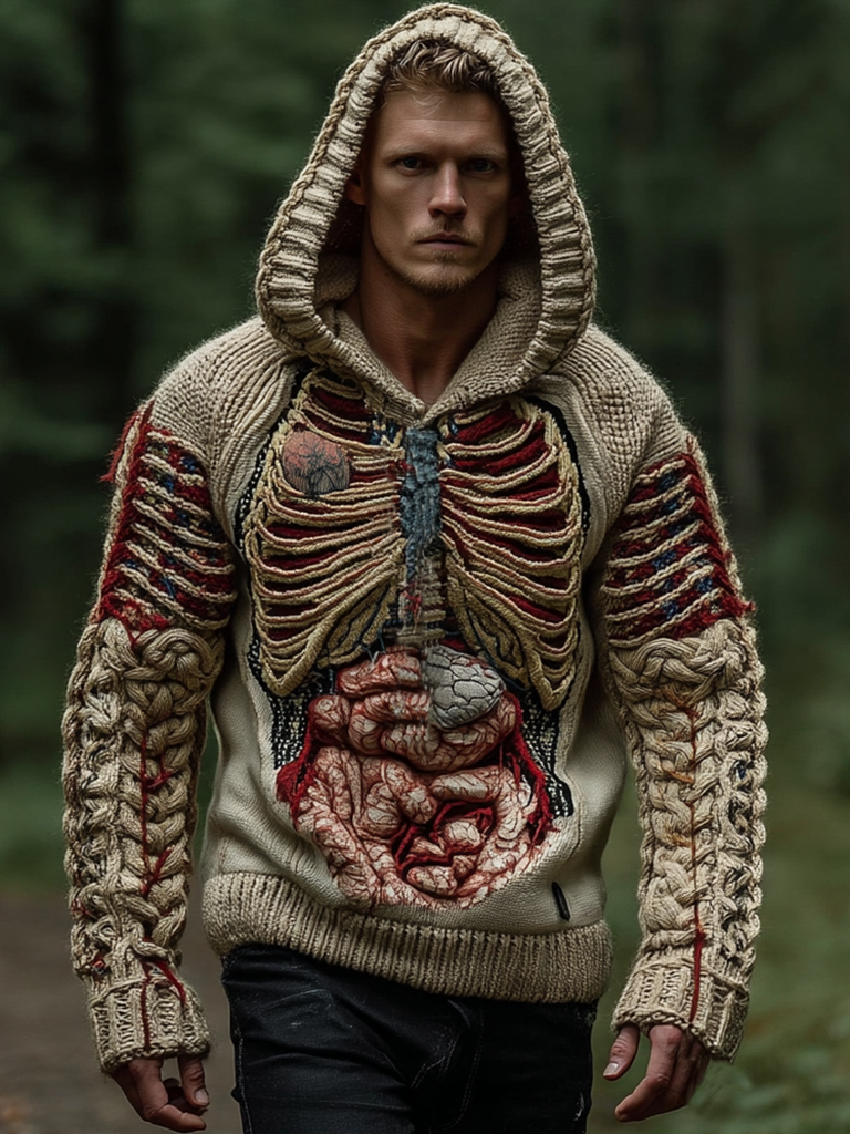 Classic  Halloween Anatomy Art Chunky Knitted Sweater