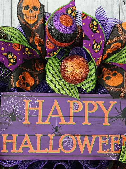 Halloween wreath, halloween wreath for front door, front door halloween wreath, whimsical halloween wreath, fall wreath, halloween decor