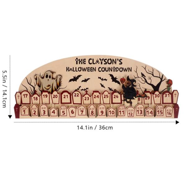 Wooden Halloween Advent Calendar with Countdown Mantel Decoration Reusable Holiday Decoration