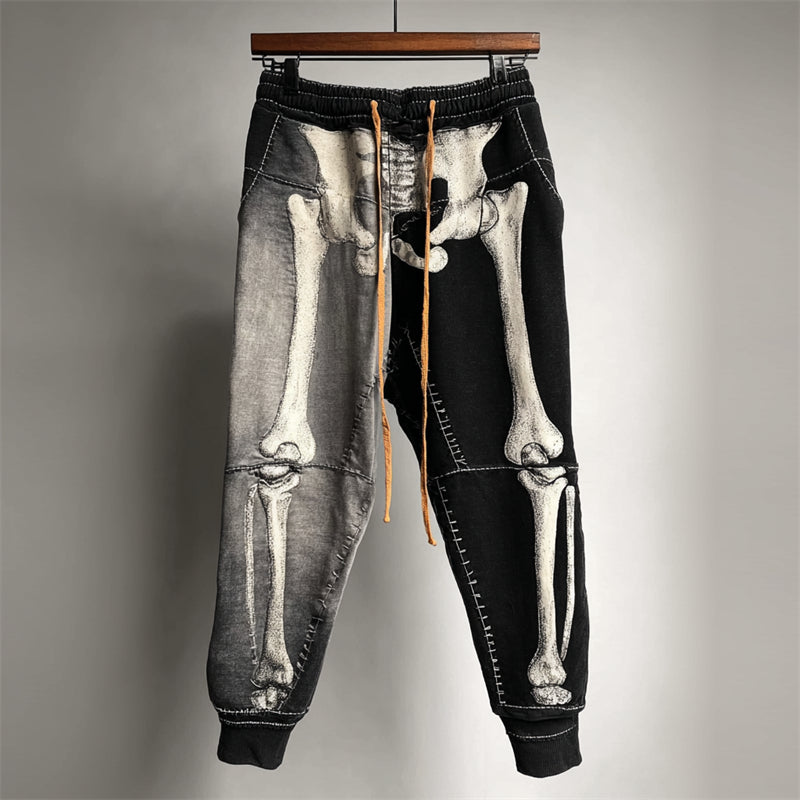 Halloween Skeleton Anatomy Contrast Color Washed Sweatpants