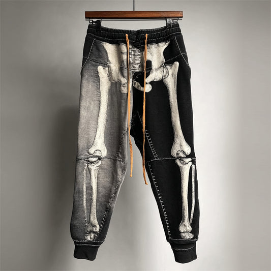 Halloween Skeleton Anatomy Contrast Color Washed Sweatpants