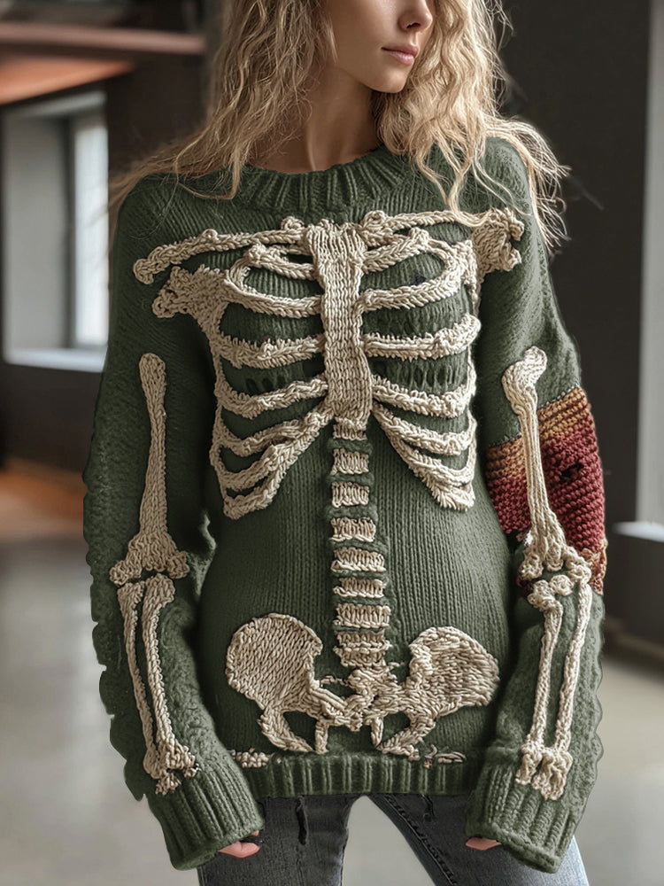 Vintage Halloween Anatomy Art Chunky Knitted Sweater