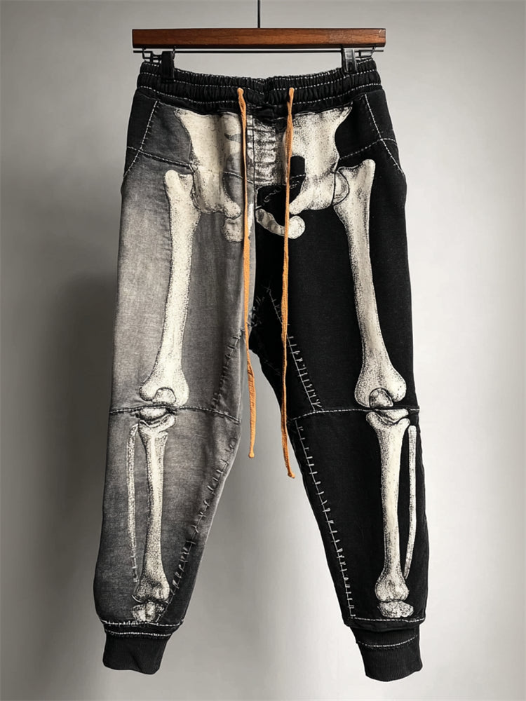 Halloween Skeleton Anatomy Contrast Color Washed Sweatpants