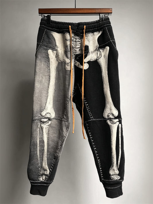 Halloween Skeleton Anatomy Contrast Color Washed Sweatpants