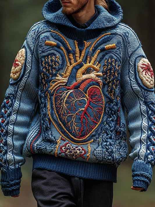 Retro Halloween Anatomy Cardiovascular Art Chunky Knitted Sweater