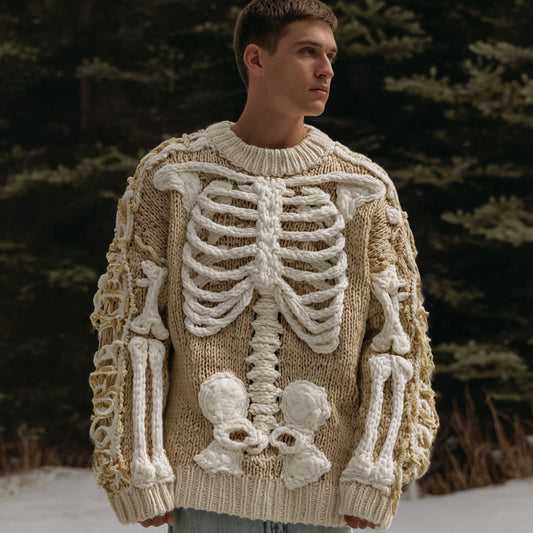 Men's Halloween Anatomy Art Vintage Cozy Knit Sweater