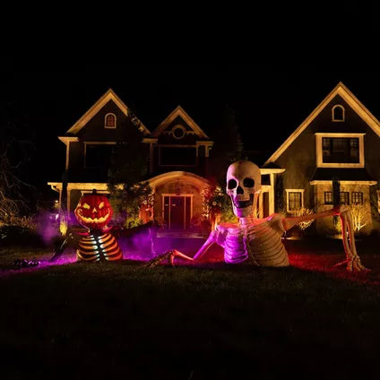 New! 5ft Pumpkin Skeleton Black Light Reactive Ground Breaker