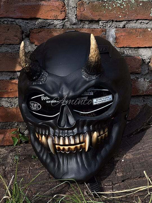 Black Demon Skull Motorcycle Helmet