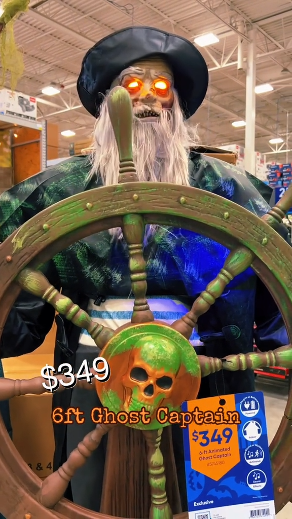 6-ft Haunted Harbor Talking LED Steering Captain Animatronic