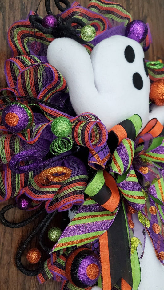 Ghost wreath, ghost swag, Halloween wreath, halloween wreath for front door, halloween ghost wreath,ghost decor,halloween swag