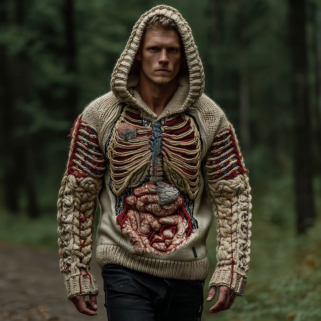 Classic  Halloween Anatomy Art Chunky Knitted Sweater
