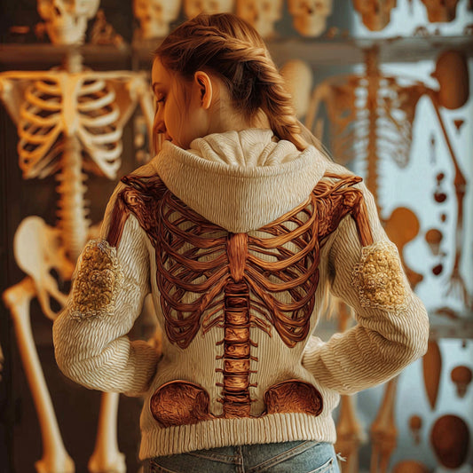 Vintage Halloween Human Anatomy Art Realistic Hooded Sweater