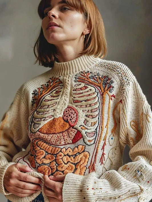 Classic Halloween Anatomy Art Chunky Knitted Sweater