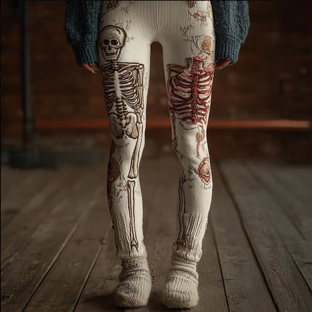 Women's Halloween Anatomy Art And White Ancient Pants