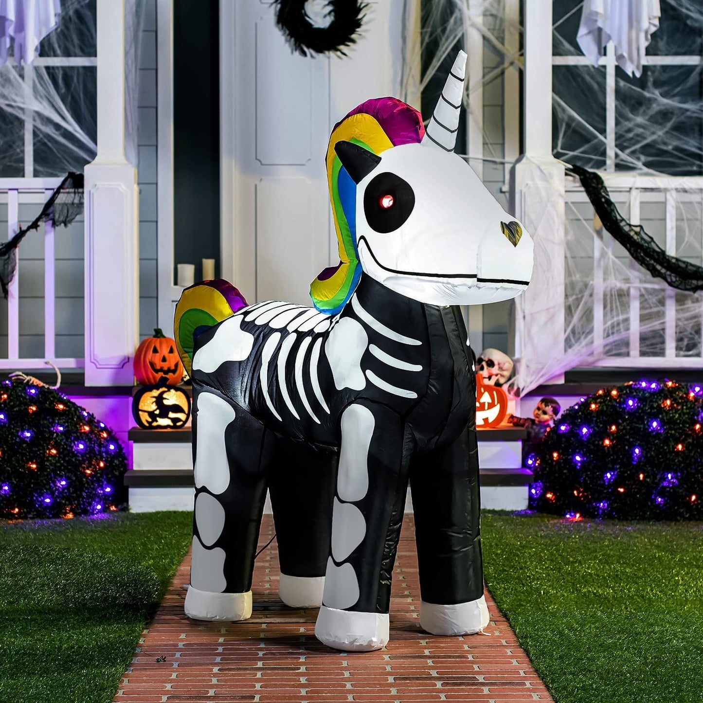 Halloween Tall Standing Skeleton Unicorn Inflatable